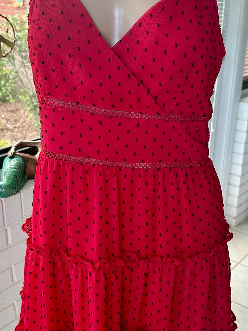 Altar'd State Red Mini Dress with Black Dot Print